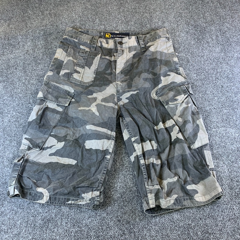Nautica Jeans Co Utility Shorts Mens 33 Multicolor Camo Cotton Cargo Pockets